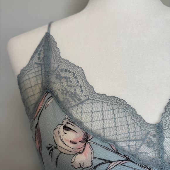 Love Stitch Y2K Tank Cami Fairy Feminine Floral Lace Baby Blue Size Small - Picture 6 of 12